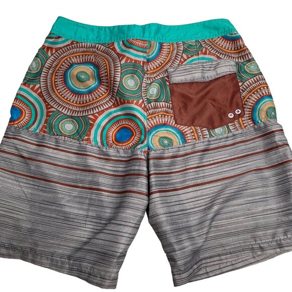 Freeworld Hybrid Board Shorts Swim Trunks 36 Grey Pocket Drawstring Hook Loop - Picture 3 of 5